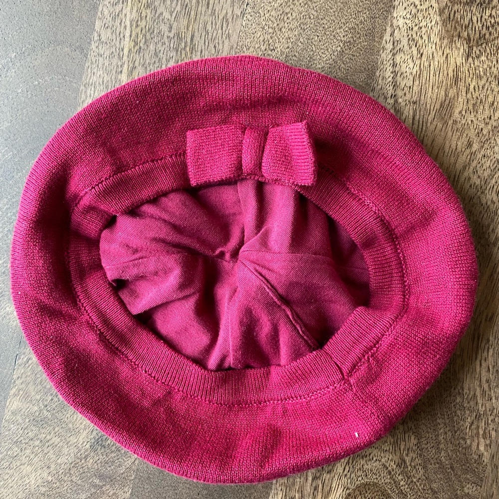 Janie and Jack maroon beret with bow.